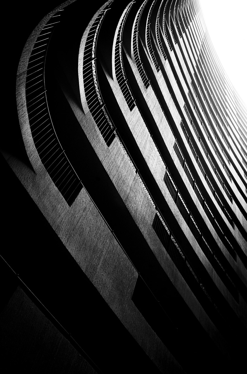 Services building, architecture, apartment, home, exterior, abstract, lines, balcony
